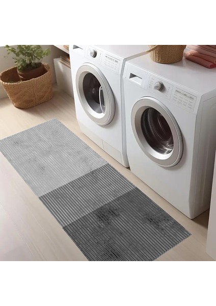 Dekoratif Salon Mutfak Koridor Halısı Modern Gri 4015