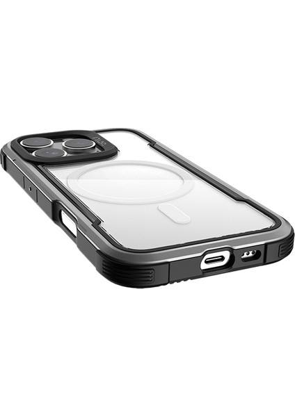 iPhone 16 Pro Max Kılıf Magsafe Uyumlu Airbagli Raptic Shield Serisi Şeffaf Arka Yüzey Kapak Siyah
