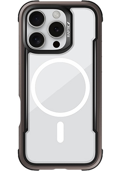 iPhone 16 Pro Max Kılıf Magsafe Uyumlu Airbagli Raptic Shield Serisi Şeffaf Kapak Kahverengi