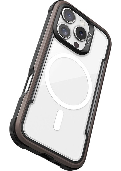 iPhone 16 Pro Max Kılıf Magsafe Uyumlu Airbagli Raptic Shield Serisi Şeffaf Kapak Kahverengi