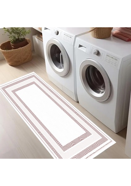 Dekoratif Salon Mutfak Koridor Halısı Modern Pembe 4012