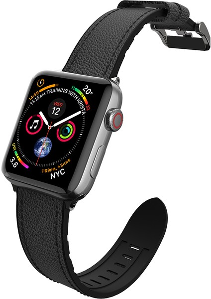Watch 38MM Uyumlu Deri Kordon Hybrid Leather Serisi Siyah
