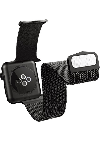 Watch 44MM Uyumlu Metal Hasır Kordon Hybrid Serisi Siyah modelleri