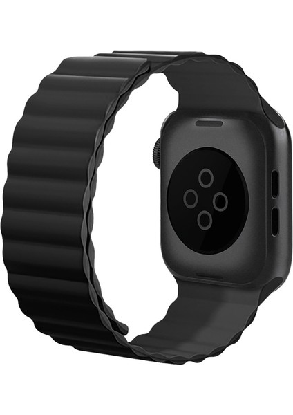 Watch Ultra 49MM Kordon Magnetik Tak Çıkar Silikon Strap Kayış Siyah