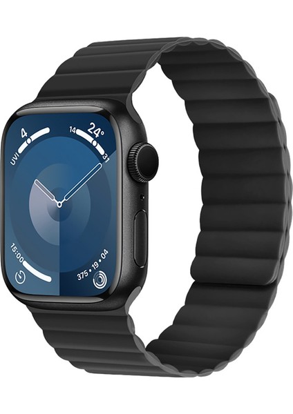 Watch Ultra 49MM Kordon Magnetik Tak Çıkar Silikon Strap Kayış Siyah