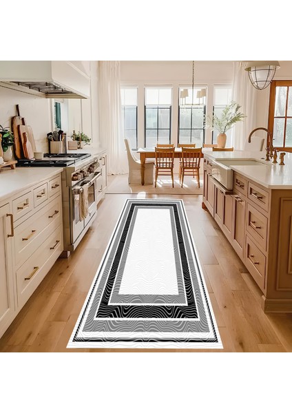 Dekoratif Salon Mutfak Koridor Halısı Modern Gri 4012