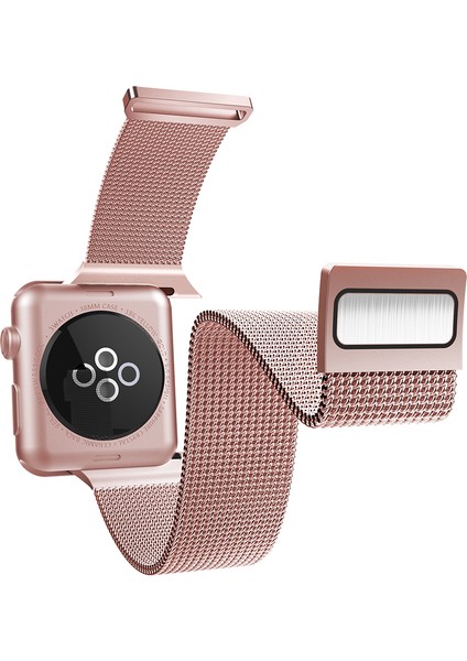 Watch 44MM Uyumlu Metal Hasır Kordon Mesh Band Serisi Rose Gold modelleri