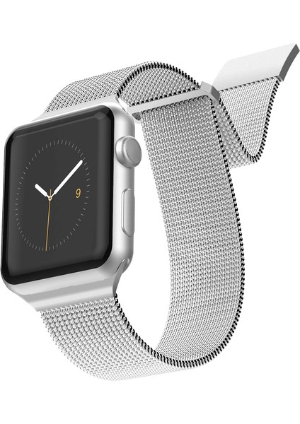 Watch Ultra 49MM Uyumlu Metal Hasır Kordon Mesh Band Serisi Gümüş modelleri