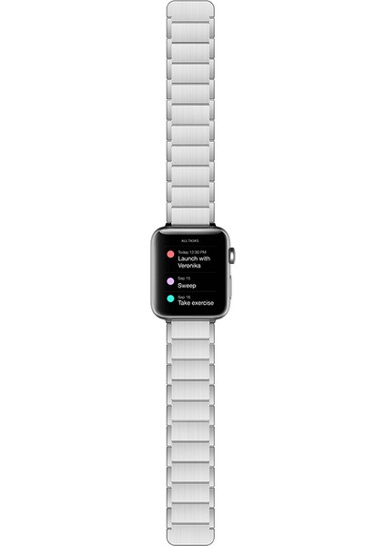 Watch 10 42MM Uyumlu Magnetik Metal Kordon Classic Serisi Gümüş