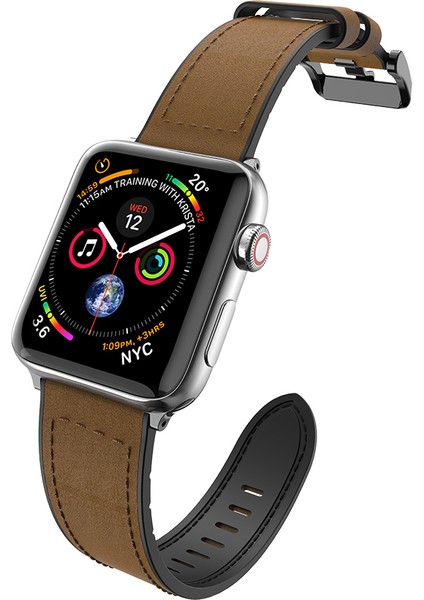 Watch 40MM Uyumlu Deri Kordon Hybrid Leather Serisi Kahverengi