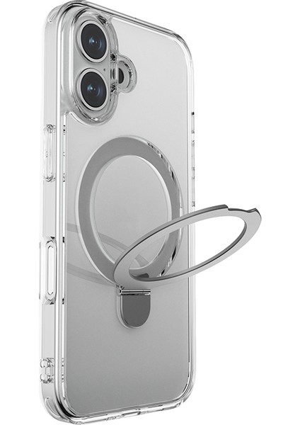 iPhone 16 Plus Kılıf Magsafe Uyumlu Raptic Air Stand Serisi Buzlu Transparan Standlı Kapak Şeffaf