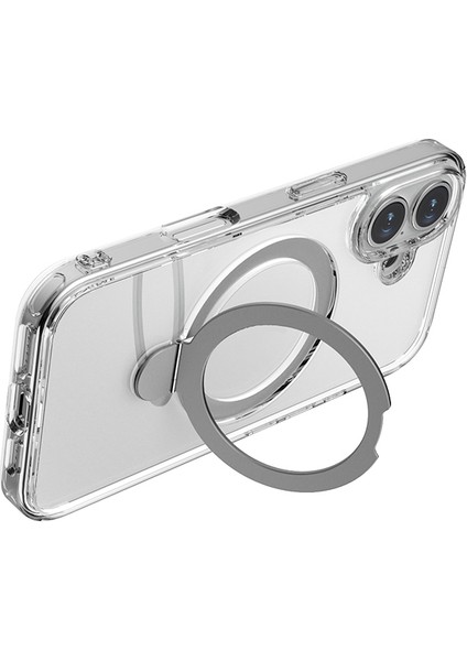 iPhone 16 Plus Kılıf Magsafe Uyumlu Raptic Air Stand Serisi Buzlu Transparan Standlı Kapak Şeffaf