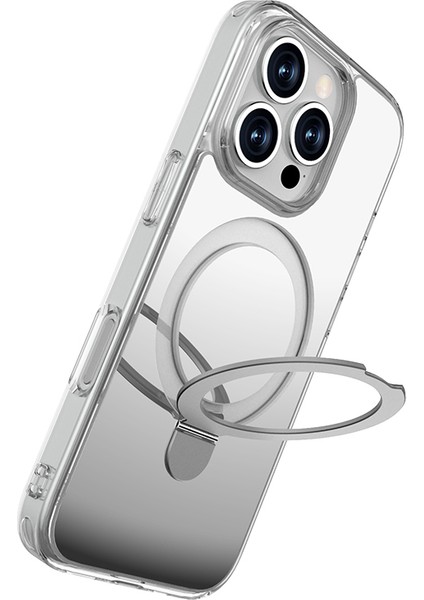 iPhone 16 Pro Max Magsafe Uyumlu Kılıf Raptic Air Stand Serisi Aynalı Arka Yüzey Standlı Kapak Gri fiyatları