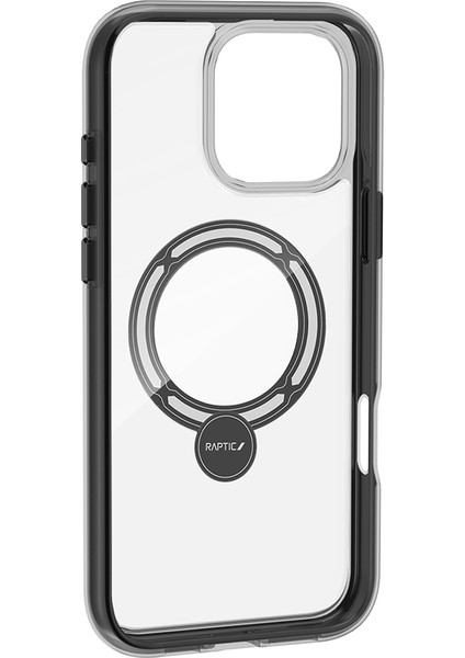 iPhone 16 Pro Kılıf Magsafe Uyumlu Raptic Airjoy Serisi 360 Dönebilen Standlı Kapak Siyah - Gri