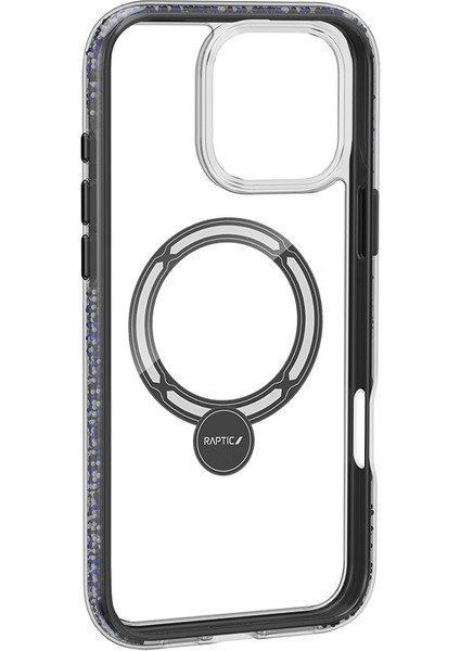 iPhone 16 Pro Max Kılıf Magsafe Uyumlu Standlı Kapak Raptic Airjoy Serisi Boncuk Tasarımlı Siyah-Gri