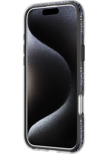 iPhone 16 Pro Max Kılıf Magsafe Uyumlu Raptic Airjoy Serisi Boncuk Tasarımlı Şeffaf Kapak Siyah-Gri