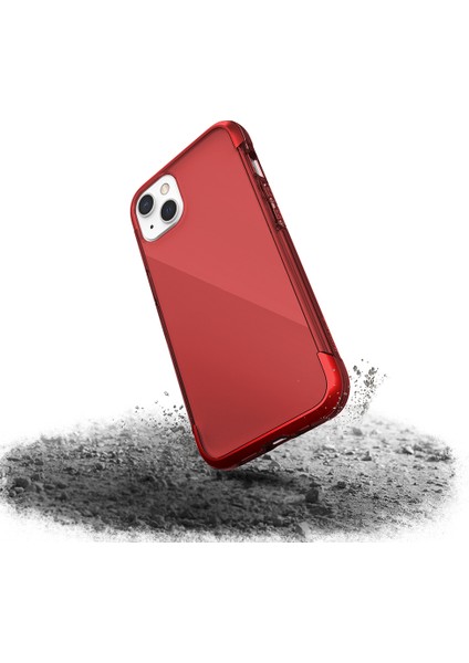 iPhone 13 Kılıf Raptic Air Serisi Airbag Tasarımlı Metal Köşelikli Şeffaf Kapak Kırmızı fırsatları