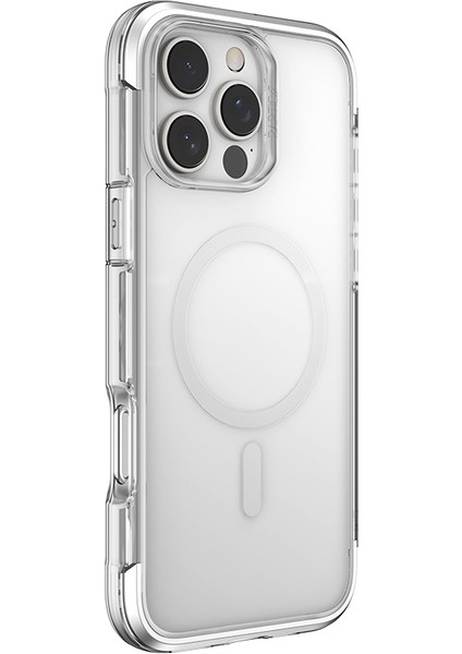 iPhone 16 Pro Kılıf Magsafeli Raptic Air Serisi Airbag Tasarımlı Metal Köşelikli Şeffaf Kapak Gümüş fiyatları