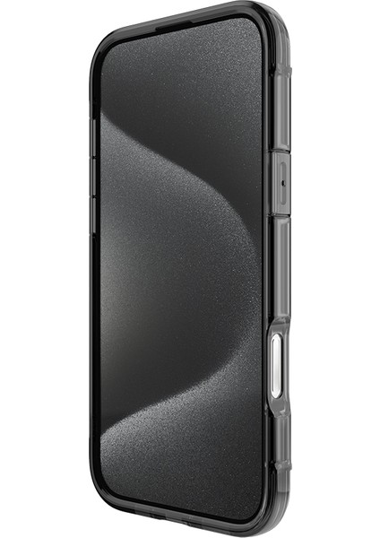 iPhone 16 Pro Max Kılıf Magsafeli Raptic Air Serisi Airbagli Metal Köşelikli Şeffaf Kapak Siyah modelleri