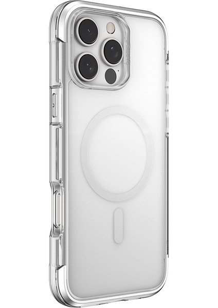 iPhone 16 Pro Max Kılıf Magsafeli Raptic Air Serisi Airbagli Metal Köşelikli Şeffaf Kapak Gümüş fiyatları