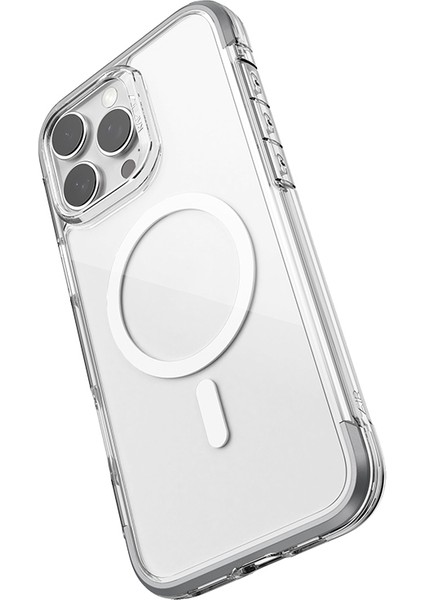 iPhone 16 Pro Max Kılıf Magsafeli Raptic Air Serisi Airbagli Metal Köşelikli Şeffaf Kapak Gümüş fırsatları