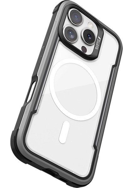iPhone 16 Pro Kılıf Magsafe Uyumlu Airbagli Raptic Shield Serisi Şeffaf Arka Yüzey Kapak Siyah