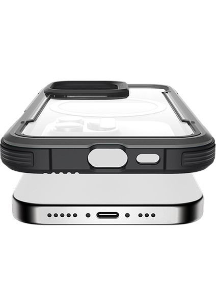 iPhone 16 Pro Kılıf Magsafe Uyumlu Airbagli Raptic Shield Serisi Şeffaf Arka Yüzey Kapak Siyah