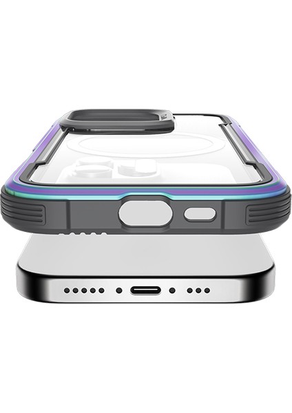 iPhone 16 Pro Max Kılıf Magsafe Uyumlu Airbagli Raptic Shield Serisi Şeffaf Arka Yüzey Kapak Renkli
