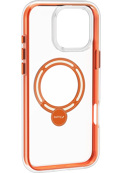 iPhone 16 Pro Kılıf Magsafe Uyumlu Raptic Airjoy Serisi 360 Derece Dönebilen Standlı Kapak Turuncu