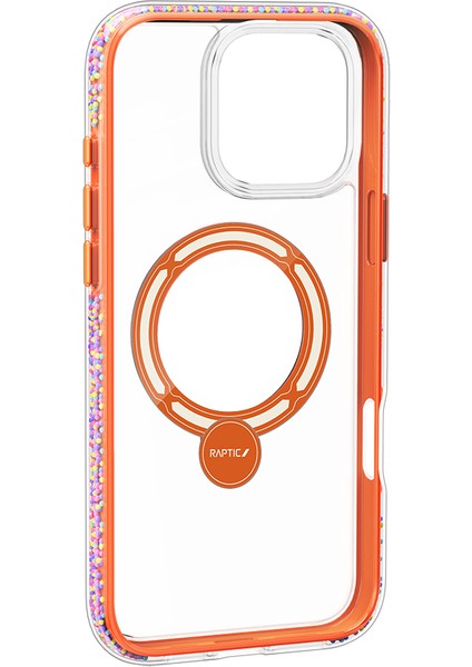 iPhone 16 Pro Max Kılıf Magsafe Uyumlu Standlı Kapak Raptic Airjoy Serisi Boncuk Tasarımlı Turuncu fiyatları