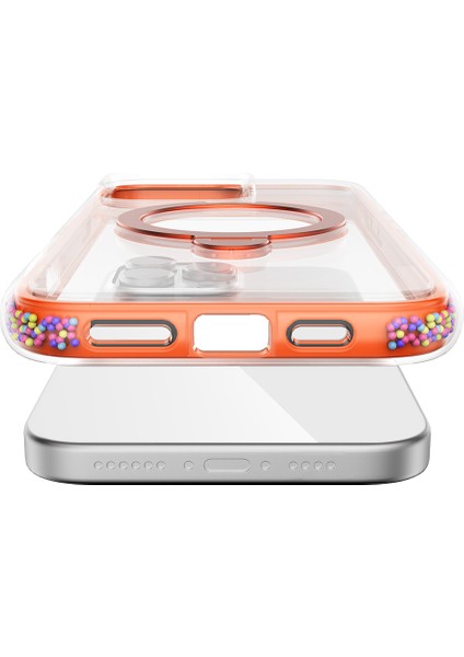 iPhone 16 Pro Max Kılıf Magsafe Uyumlu Standlı Kapak Raptic Airjoy Serisi Boncuk Tasarımlı Turuncu indirimleri