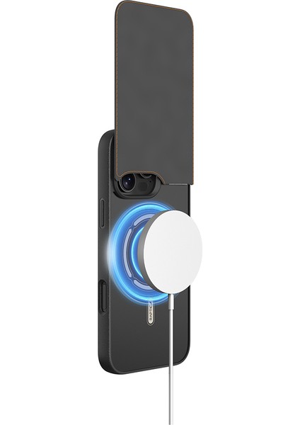 iPhone 16 Pro Kılıf Magsafeli Raptic Slim Wallet Serisi Deri Görünümlü Kartlıklı Standlı Kapak Siyah