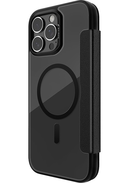 iPhone 16 Pro Kılıf Magsafe Uyumlu Vegan Deri Şeffaf Kartlıklı Raptic Urban Folio Serisi Kapak Siyah fırsatları