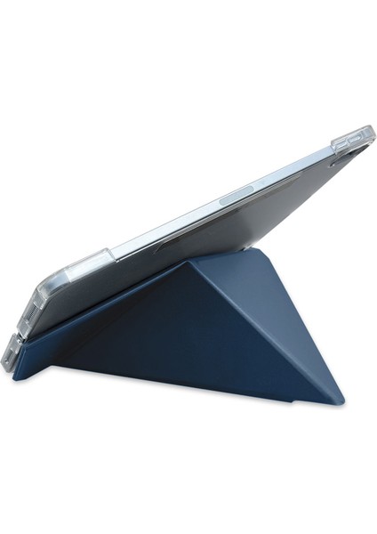 Apple iPad Air 11 2024 Uyumlu Raptic Clear Folio Arkası Şeffaf Katlanabilir Standlı Kılıf Lacivert