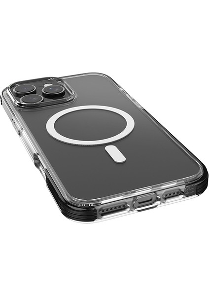 iPhone 16 Pro Kılıf Magsafe Şarj Özellikli Airbag Tasarımlı Raptic Clear Serisi Şeffaf Kapak Siyah