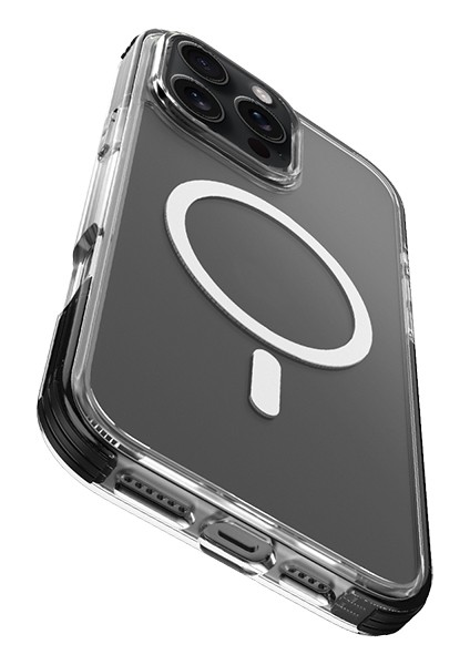 iPhone 16 Pro Kılıf Magsafe Şarj Özellikli Airbag Tasarımlı Raptic Clear Serisi Şeffaf Kapak Siyah