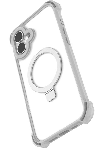 iPhone 16 Kılıf Magsafe Şarj Özellikli Raptic Dual Serisi Şeffaf Standlı Kapak Şeffaf