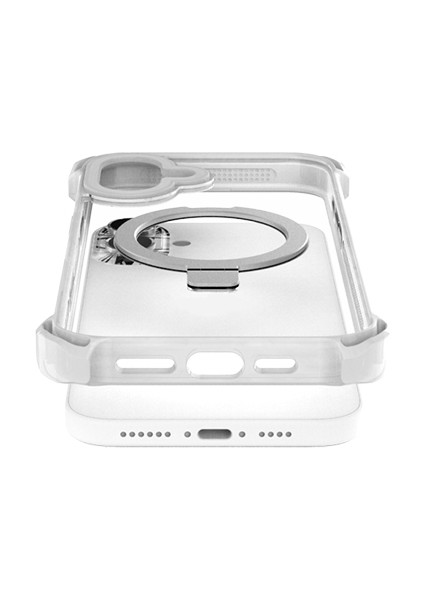 iPhone 16 Kılıf Magsafe Şarj Özellikli Raptic Dual Serisi Şeffaf Standlı Kapak Şeffaf