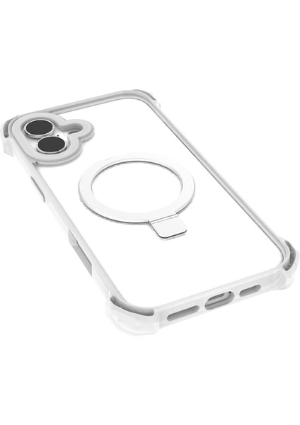 iPhone 16 Kılıf Magsafe Şarj Özellikli Raptic Dual Serisi Şeffaf Standlı Kapak Şeffaf