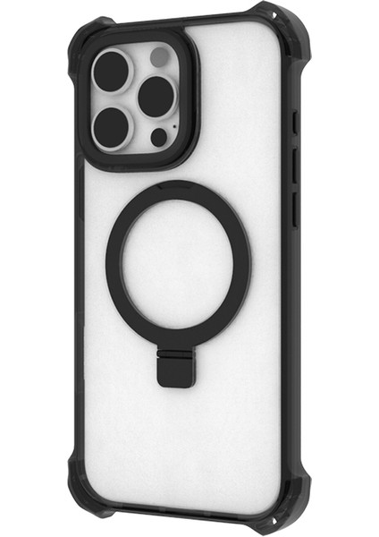 iPhone 16 Pro Kılıf Magsafe Şarj Özellikli Raptic Dual Serisi Şeffaf Standlı Kapak Siyah