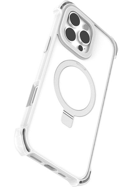 iPhone 16 Pro Max Kılıf Magsafe Şarj Özellikli Raptic Dual Serisi Şeffaf Standlı Kapak Şeffaf