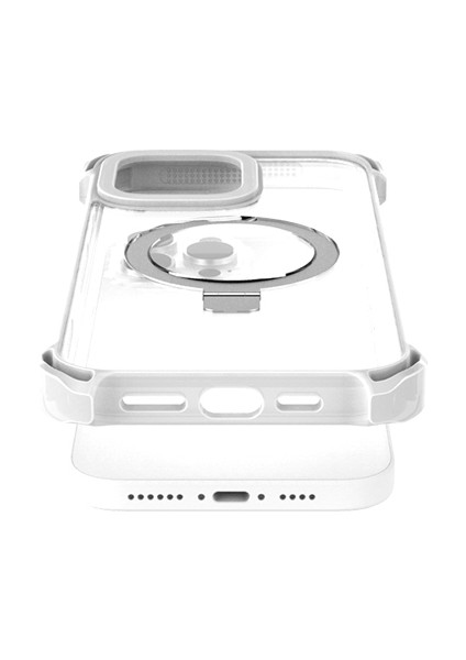 iPhone 16 Pro Max Kılıf Magsafe Şarj Özellikli Raptic Dual Serisi Şeffaf Standlı Kapak Şeffaf