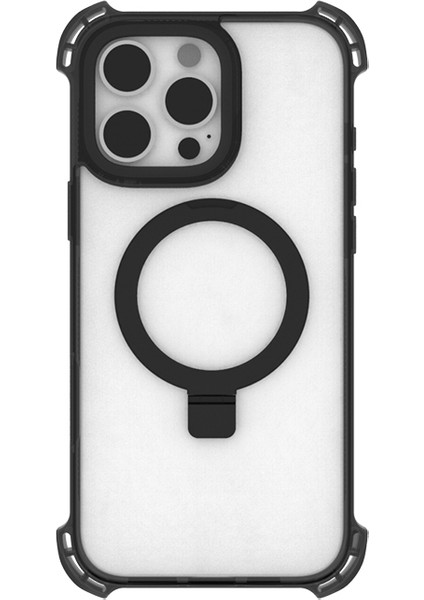 iPhone 16 Pro Max Kılıf Magsafe Şarj Özellikli Raptic Dual Serisi Şeffaf Standlı Kapak Siyah