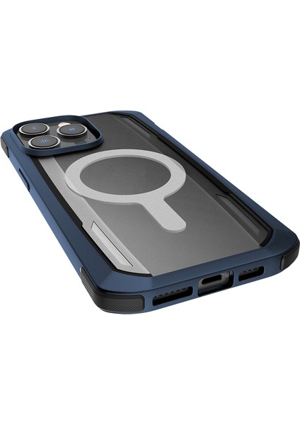 iPhone 14 Pro Max Kılıf Magsafeli Raptic Secure Serisi Çift Kat Tpu Kenarlı Şeffaf Kapak Lacivert