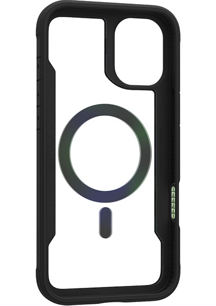 iPhone 16 Kılıf Magsafe Uyumlu Airbagli Raptic Shield 2.0 Serisi Şeffaf Arka Yüzey Kapak Siyah