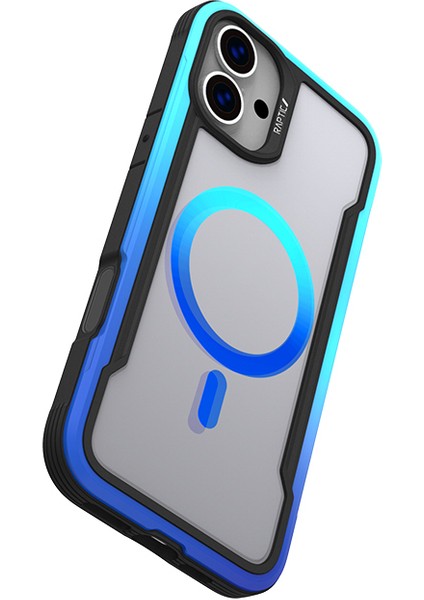 iPhone 16 Pro Max Kılıf Magsafe Uyumlu Airbagli Raptic Shield 2.0 Serisi Şeffaf Kapak Turkuaz