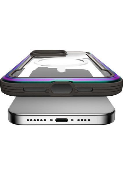 iPhone 14 Pro Max Kılıf Magsafe Uyumlu Airbagli Raptic Shield Serisi Şeffaf Arka Yüzey Kapak Renkli