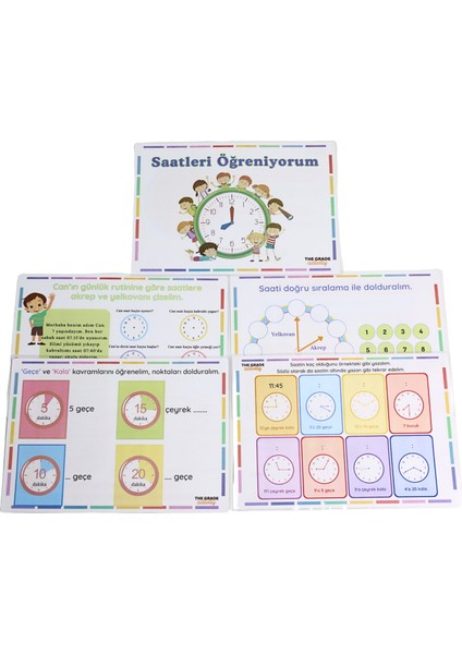 The Grade 2-6 Yaş Yaz-Sil Saat Yazma Etkinliği.saat Öğrenme Kartları.eğitici Set.aktivite seti.(12 Sayfa-A4 Boyutunda)