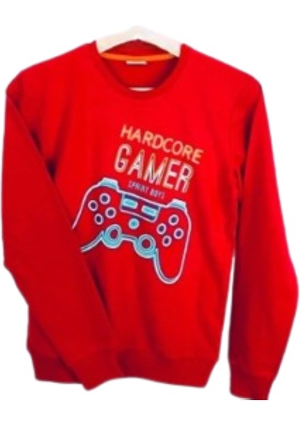 Erkek Çocuk Sweat Shirt Baskılı Kırmızı 12-13 Yaş Kırmızı