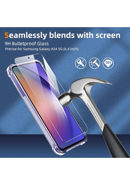 Samsung Galaxy M34 Kılıf Köşe Korumalı Darbeye Dayanıklı Antişok Şeffaf Silikon Kapak + 9h Ekran Koruyucu Cam 2in1 Set